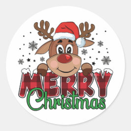 かわいいトナカイのメリークリスマス ラウンドシール
