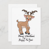かわいいトナカイのルドルフのホリデーカード シーズンカード (正面/裏面)