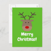 かわいいトナカイのロゴがついたクリスマスカード シーズンポストカード (正面/裏面)