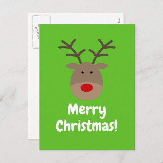 かわいいトナカイのロゴがついたクリスマスカード シーズンポストカード (正面/裏面)