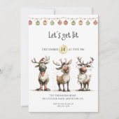 かわいいトナカイの休日に点灯しようパーティー 招待状 (正面)