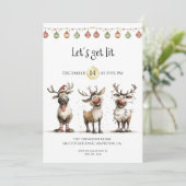 かわいいトナカイの休日に点灯しようパーティー 招待状 (スタンド正面)