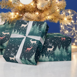 かわいいトナカイの伝統的なクリスマス ギフト包装 ラッピングペーパー