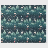 かわいいトナカイの伝統的なクリスマス ギフト包装 ラッピングペーパー (フラット)