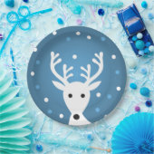 かわいいトナカイの冬のクリスマス ペーパープレート (パーティー)