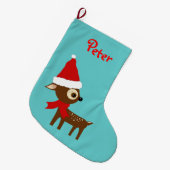 かわいいトナカイの名前が入ったクリスマス靴下 ラージクリスマスストッキング (正面 (吊り時))