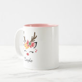 かわいいトナカイの名前をカスタムする ツートーンマグカップ (正面左)