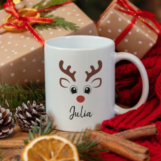 かわいいトナカイの名前クリスマスマグ ツートーンマグカップ