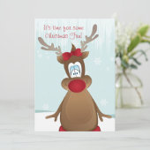 かわいいトナカイの女の子のクリスマスパーティー 招待状 (スタンド正面)