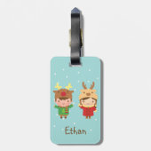 かわいいトナカイの子どもたちメリークリスマスラゲッジタグ ラゲッジタグ (裏面縦)