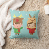 かわいいトナカイの子供たちのクリスマス飾り クッション (ブランケット)