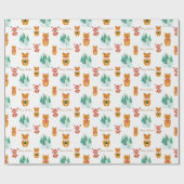 かわいいトナカイの家族のクリスマス ラッピングペーパー (フラット)