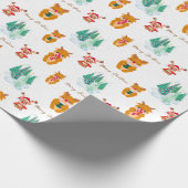 かわいいトナカイの家族のクリスマス ラッピングペーパー (角)