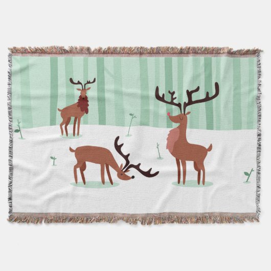 かわいいトナカイの毛布 スローブランケット (正面)