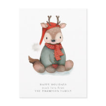 かわいいトナカイの水の色の休日はがき