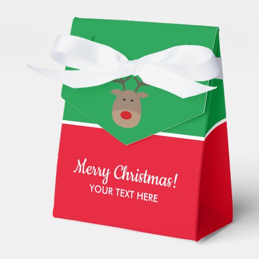 かわいいトナカイの漫画カスタムのバルククリスマスパーティー フェイバーボックス (正面サイド)