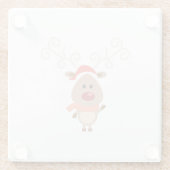 かわいいトナカイの漫画 ガラスコースター (裏面)