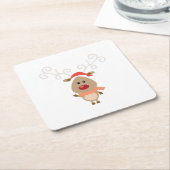 かわいいトナカイの漫画 スクエアペーパーコースター (アングル)