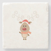 かわいいトナカイの漫画 ストーンコースター (正面)