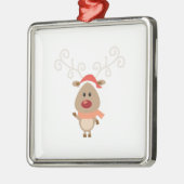 かわいいトナカイの漫画 メタルオーナメント (左)