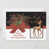 かわいいトナカイの赤い弓ホワイトピンクバック シーズンカード (正面)