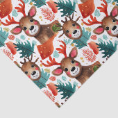 かわいいトナカイの赤と緑のクリスマス水彩画 薄葉紙 (詳細)
