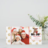 かわいいトナカイの鐘クリスマスファミリーフォトカード シーズンカード (スタンド正面)