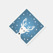かわいいトナカイの青い冬クリスマスペーパーナプキン スタンダードカクテルナプキン (角)