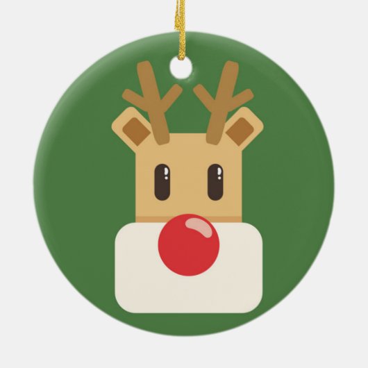 かわいいトナカイの頭の漫画 セラミックオーナメント (裏面)