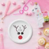 かわいいトナカイの顔の子供のクリスマス・パーティ ペーパープレート (パーティー)