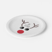 かわいいトナカイの顔の子供のクリスマス・パーティ ペーパープレート (アングル)