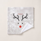 かわいいトナカイの顔、ボケ バスタオルセット (ウォッシュタオル)