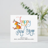 かわいいトナカイグリッター名ハッピーニューイヤーカード (スタンド正面)