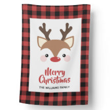 かわいいトナカイバッファロー，チェック・レッド・メリー・クリスマス