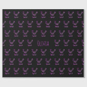 かわいいトナカイパターンフェイクなピンクホイルのクリスマス ラッピングペーパー (フラット)