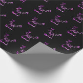 かわいいトナカイパターンフェイクなピンクホイルのクリスマス ラッピングペーパー (角)