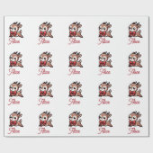 かわいいトナカイパーソナライズされたクリスマス ラッピングペーパー (フラット)