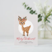 かわいいトナカイフローラクリスマスリースファミリー シーズンポストカード (スタンド正面)