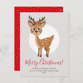 かわいいトナカイフローラクリスマスリースファミリー シーズンポストカード (正面/裏面)