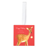 かわいいトナカイベビー初めてのクリスマス キューブオーナメント (正面)