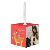 かわいいトナカイベビー初めてのクリスマス キューブオーナメント (裏面アングル)