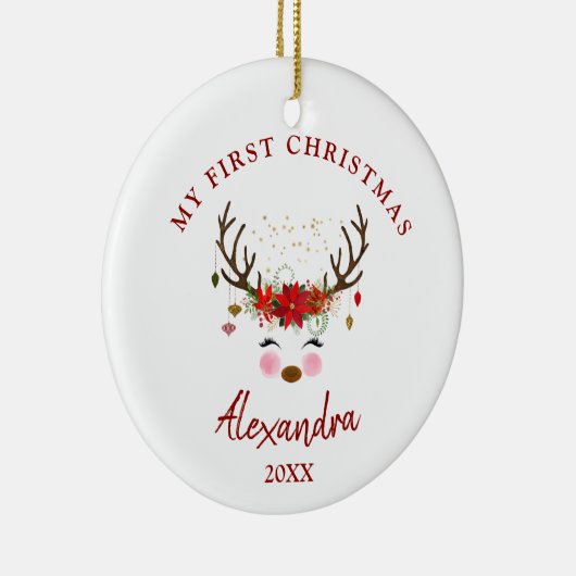 かわいいトナカイベビー1stクリスマスオーナメント セラミックオーナメント (右)