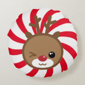 かわいいトナカイラウンドパフ枕 ラウンドクッション (裏面)