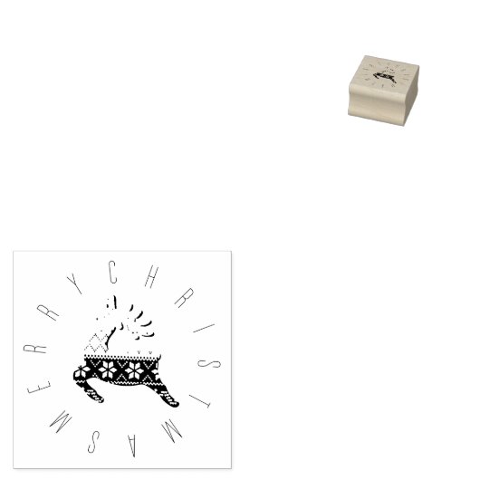 かわいいトナカイヴィンテージパターンメリークリスマス ラバースタンプ (押印)