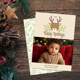 かわいいトナカイ中立ハッピーホリデーズフォトカード シーズンカード