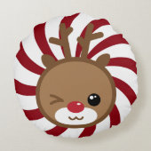 かわいいトナカイ円枕 ラウンドクッション (裏面)