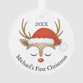 かわいいトナカイ初めてのクリスマス写真オーナメント オーナメント