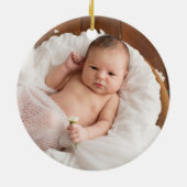 かわいいトナカイ初めてのクリスマス写真 セラミックオーナメント (裏面)