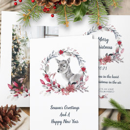 かわいいトナカイ家族1枚メリークリスマス シーズンカード