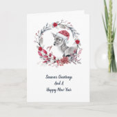 かわいいトナカイ家族1枚メリークリスマス シーズンカード (正面)